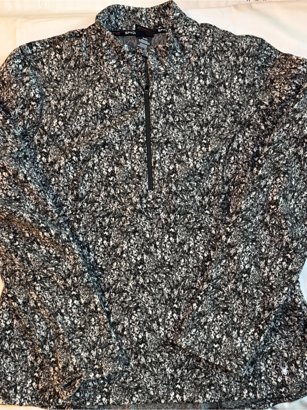 Spyder Women's Black & White Marled Half-Zip Pullover Sweater